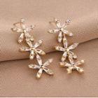 Rhinestone Flower Drop Earring 1 Pair - Qr84 - Gold - One Size