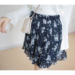 Floral Print Accordion-pleated Skirt