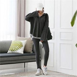 Set: Hooded Sweatshirt + Contrast-trim Leggings