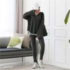 Set: Hooded Sweatshirt + Contrast-trim Leggings