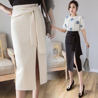 Ruffle Hem Straight Fit Skirt