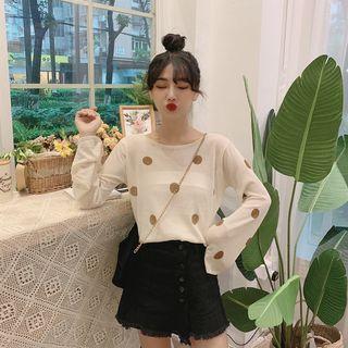 Sheer Dotted Long-sleeve T-shirt