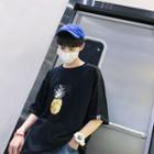 Pineapple Print Elbow Sleeve T-shirt