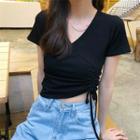 Ruched Short-sleeve Cropped Top