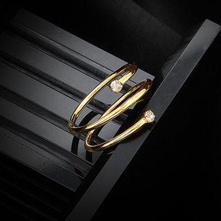 Rhinestone Layered Open Ring Ring - Gold - One Size