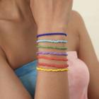 Bead Bracelet 2339 - Purple & Green & Yellow & Red - One Size