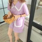 Color-block Loose-fit Short-sleeve Sleepdress