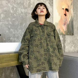 Leaf Print Button Jacket