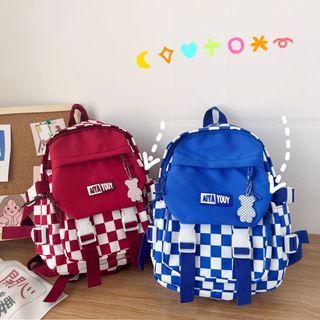 Buckled Checkerboard Lightweight Backpack