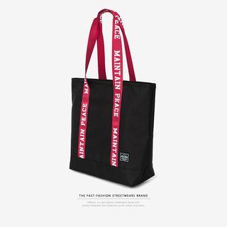 Lettering-strap Shopping Bag