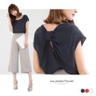 Round Neck Bow-accent Blouse
