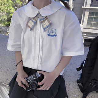 Short-sleeve Logo Embroidered Shirt White - One Size