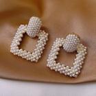 Square Faux Pearl Dangle Earring 1 Pair - Cube - Faux Pearl - Earring - White - One Size
