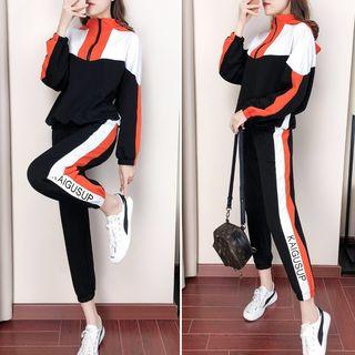Color Block Pullover / Sweatpants / Set