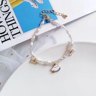 Alloy Animal Faux Pearl Bracelet White - One Size