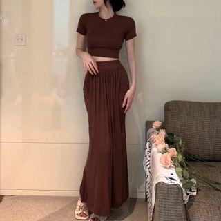 High Waist Maxi Mermaid Skirt / Cropped T-shirt