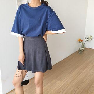 Mock Two Piece Embroidered T-shirt