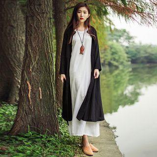 Buttoned Long Thin Coat