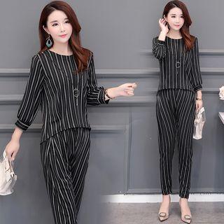 Set: Striped 3/4-sleeve T-shirt + Striped Pants