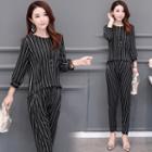 Set: Striped 3/4-sleeve T-shirt + Striped Pants