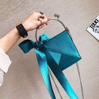Origami Square Handbag With Bow