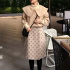 Set: Collared Pullover + Midi Dotted A-line Skirt