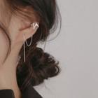 Rhinestone Threader Chain Ear Cuff 1 Pc - Silver - One Size