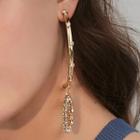 Non-matching Rhinestone Hoop Dangle Earring 1 Pair - As Shown In Figure - One Size