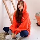 Balloon-sleeve Lettering Oversized Hoodie