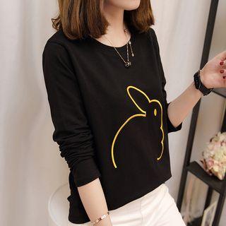 Rabbit Embroidered Long-sleeve T-shirt