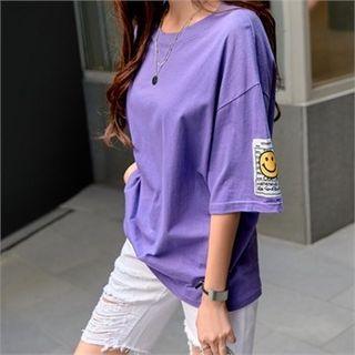 Set: Letter Print T-shirt + Band-waist Pants