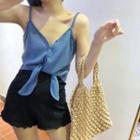 Spaghetti Strap Front Knot Knit Top