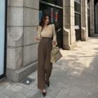 High-waist Stitched Wide-leg Pants With Belt