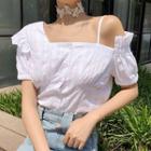 Short-sleeve Cold Shoulder Top White - One Size