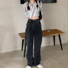 Long-sleeve Zebra Print T-shirt As Shown In Figure - One Size