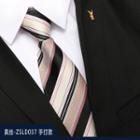 Genuine Silk Striped Neck Tie Zsld037 - Almond & Black - One Size