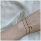 Rhinestone Moon Layered Bracelet 3057 - Moon - Gold - One Size