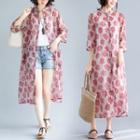 Loose Fit Floral Medium Maxi Jacket As Shown In Figure - L