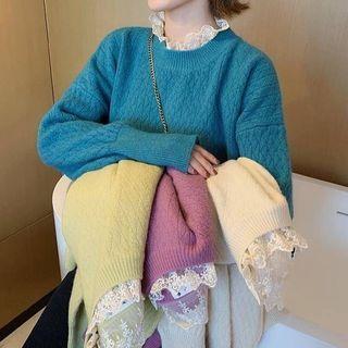 Lace Collar Quilted Sweater