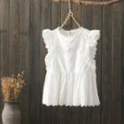 Sleeveless Perforated Top White - One Size