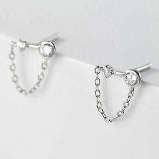 Rhinestone Chain Detail Stud Earring