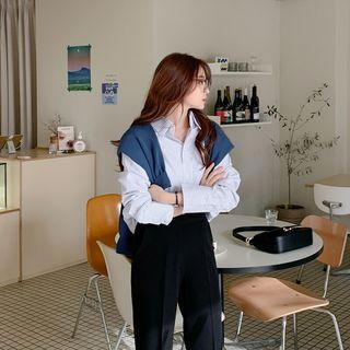 Colored Basic Round-neck Cardigan