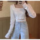 Square-neck Tie-strap Cropped Blouse