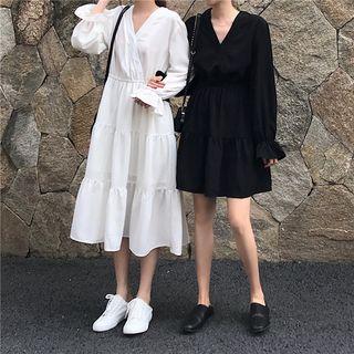 Bell-sleeve Mini A-line Dress / Bell-sleeve Midi A-line Dress