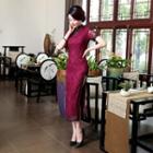 Short-sleeve Slit-side Lace Cheongsam