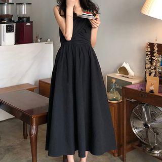 Midi Spaghetti Strap A-line Dress Black - One Size