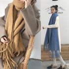 Fringe-hem Knit Scarf