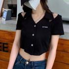 Short-sleeve Cold-shoulder Polo Shirt