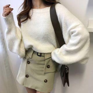 Puff-sleeve Over-sized Sweater
