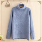 Argyle Pattern Turtleneck Sweater
